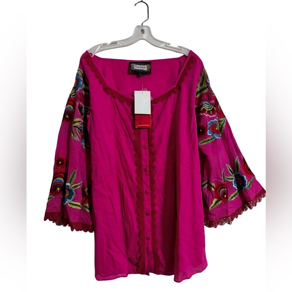 Vintage Collection Western Floral Embroidered Tunic Blouse XL - Picture 2 of 5